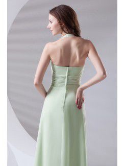 Chiffon Halter Column Floor Length Prom Dress