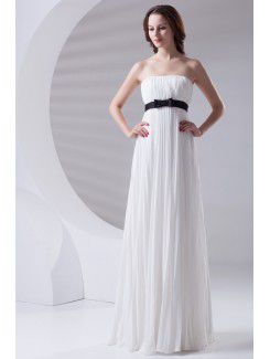 Chiffon Strapless Column Floor Length Sash Prom Dress