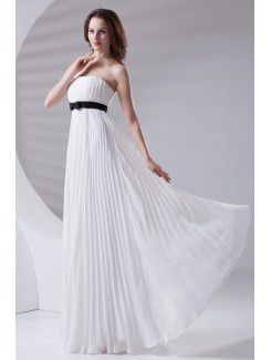 Chiffon Strapless Column Floor Length Sash Prom Dress