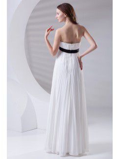 Chiffon Strapless Column Floor Length Sash Prom Dress