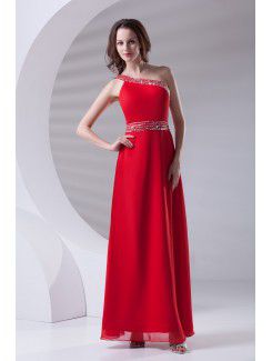 Chiffon Asymmetrical A-line Floor Length Sequins Prom Dress