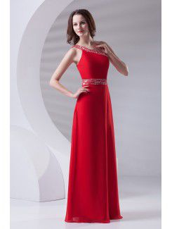 Chiffon Asymmetrical A-line Floor Length Sequins Prom Dress