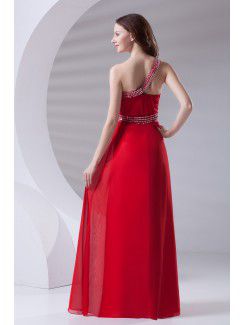 Chiffon Asymmetrical A-line Floor Length Sequins Prom Dress