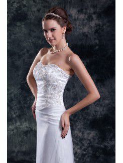 Net Sweetheart Sweep Train Sheath Embroidered Wedding Dress