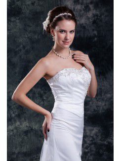 Net Sweetheart Sweep Train Sheath Embroidered Wedding Dress