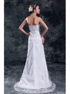 Net Sweetheart Sweep Train Sheath Embroidered Wedding Dress