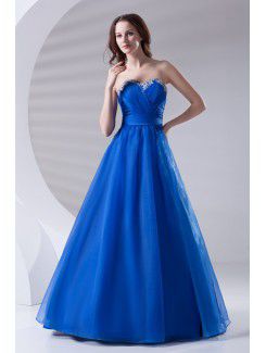 Organza Sweetheart A-line Floor Length Embroidered Prom Dress