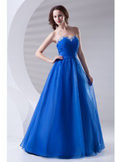 Organza Sweetheart A-line Floor Length Embroidered Prom Dress