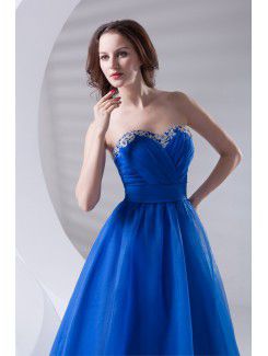 Organza Sweetheart A-line Floor Length Embroidered Prom Dress