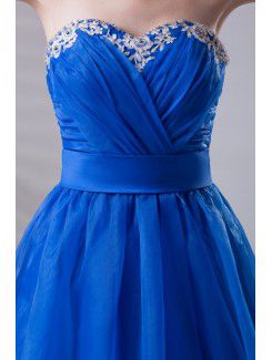 Organza Sweetheart A-line Floor Length Embroidered Prom Dress