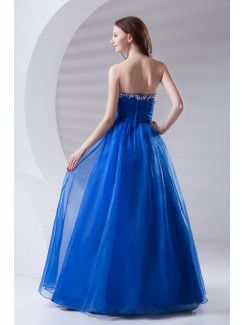 Organza Sweetheart A-line Floor Length Embroidered Prom Dress