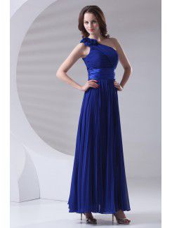 Chiffon Asymmetrical Corset Ankle-Length Hand-made Flowers Prom Dress