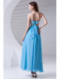 Chiffon Strapless Column Floor Length Prom Dress