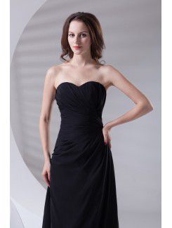 Chiffon Sweetheart Sheath Ankle-Length Gathered Ruched Prom Dress