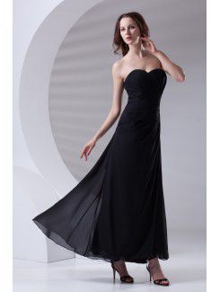 Chiffon Sweetheart Sheath Ankle-Length Gathered Ruched Prom Dress