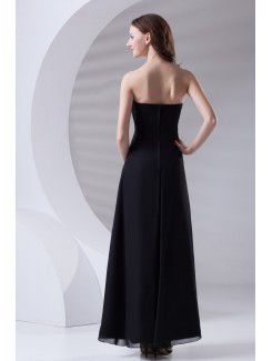 Chiffon Sweetheart Sheath Ankle-Length Gathered Ruched Prom Dress