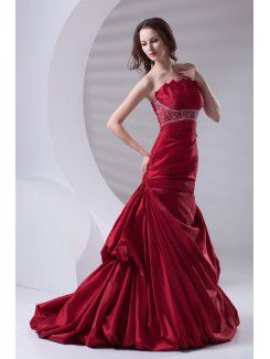 Satin Strapless A-line Sweep Train Sash Prom Dress