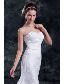 Lace Sweetheart Sweep Train Sheath Embroidered Wedding Dress