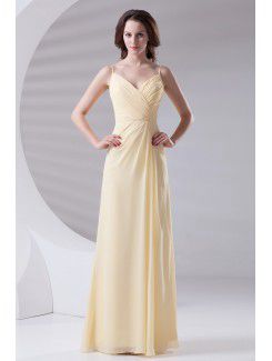 Chiffon Spaghetti Column Floor Length Prom Dress