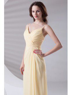 Chiffon Spaghetti Column Floor Length Prom Dress