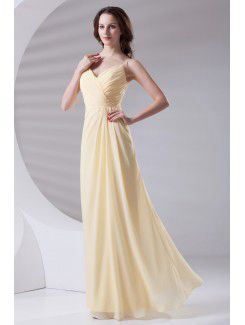 Chiffon Spaghetti Column Floor Length Prom Dress