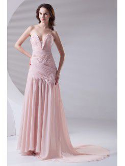 Sweetheart chiffon a-line cappella treno abito da ballo