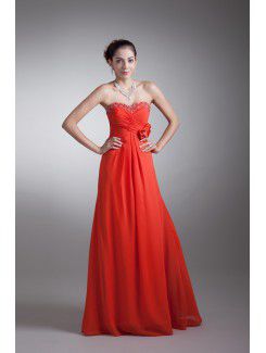 Chiffon Sweetheart Floor Length Coloum Sequins Prom Dress