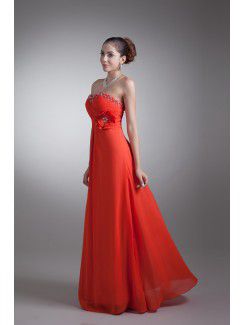 Chiffon Sweetheart Floor Length Coloum Sequins Prom Dress