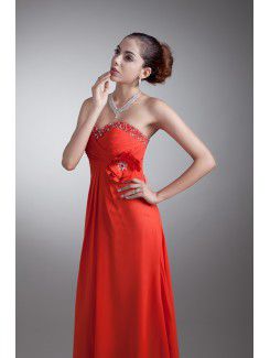 Chiffon Sweetheart Floor Length Coloum Sequins Prom Dress