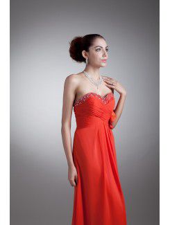 Chiffon Sweetheart Floor Length Coloum Sequins Prom Dress