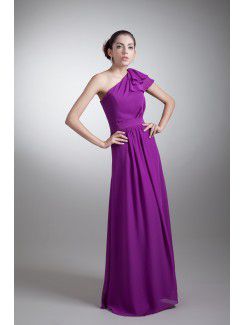 Chiffon Asymmetrical Floor Length Coloum Sash Prom Dress