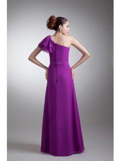 Chiffon Asymmetrical Floor Length Coloum Sash Prom Dress