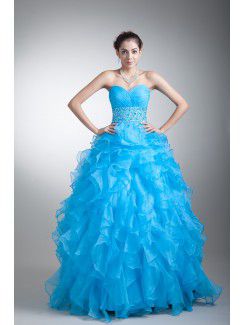 Organza Sweetheart Floor Length A-line Crisscross Ruched Prom Dress