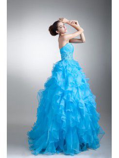 Organza Sweetheart Floor Length A-line Crisscross Ruched Prom Dress