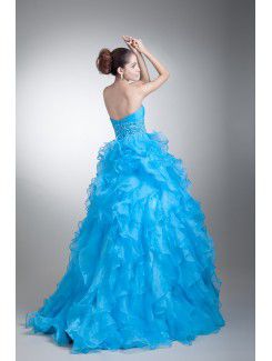 Organza Sweetheart Floor Length A-line Crisscross Ruched Prom Dress