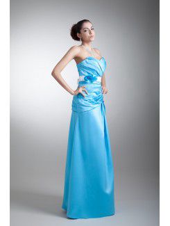 Satin Sweetheart Sweep Train A-line Hand-made Flowers Prom Dress