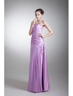 Taffeta Strapless Floor Length A-line Embroidered Prom Dress