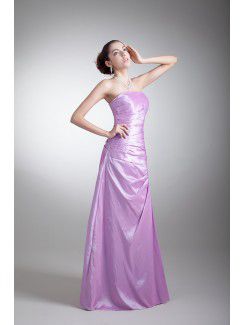 Taffeta Strapless Floor Length A-line Embroidered Prom Dress