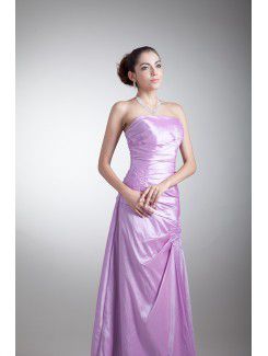 Taffeta Strapless Floor Length A-line Embroidered Prom Dress