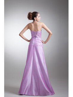 Taffeta Strapless Floor Length A-line Embroidered Prom Dress