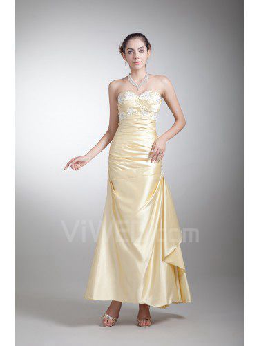 Satin Sweetheart Ankle-Length Sheath Embroidered Prom Dress