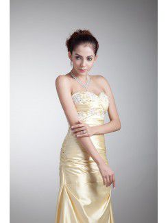 Satin Sweetheart Ankle-Length Sheath Embroidered Prom Dress