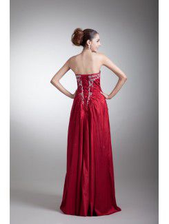 Taffeta Strapless Floor Length A-line Embroidered Prom Dress