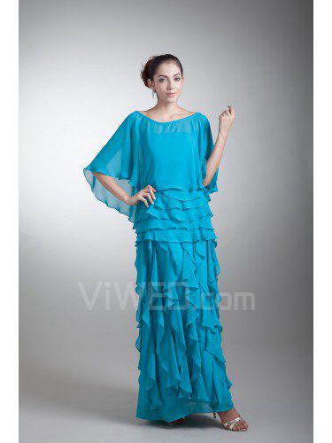 Chiffon scoop vloer lengte coloum galajurk