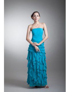 Chiffon Scoop Floor Length Coloum Prom Dress