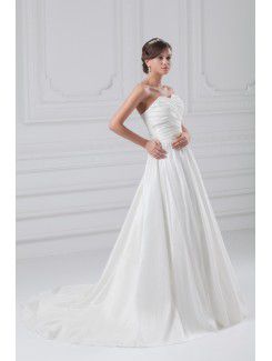 Taffeta Sweetheart Sweep Train Column Wedding Dress