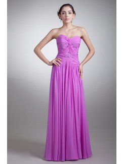 Chiffon schatz bodenlangen coloum bestickte ballkleid