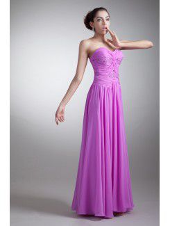 Chiffon Sweetheart Floor Length Coloum Embroidered Prom Dress