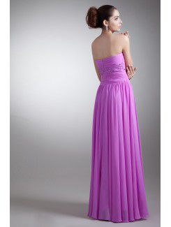 Chiffon Sweetheart Floor Length Coloum Embroidered Prom Dress