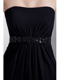 Chiffon Strapless Floor Length Empire line Sequins Prom Dress